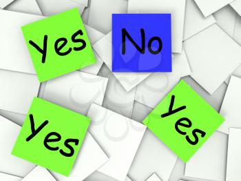 Yes No Post-It Notes Showing Agree Or Disagree