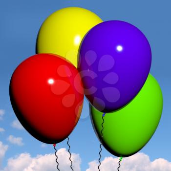 Festive Colorfull Balloons In The Sky For Birthday Or Anniversary Celebrations
