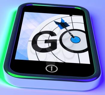 Go On Smartphone Shows Target Beginnings Or Activation