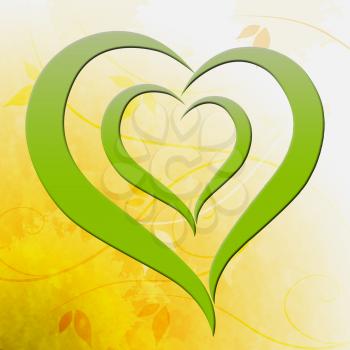Green Heart Showing Environmental Care Vegetarianism Or Eco Friendly