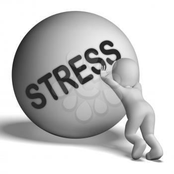 Stress Uphill Character Showing Tension And Pressure