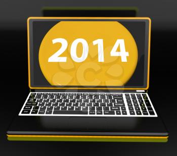 Two Thousand And Fourteen On Laptop Showing New Year Resolution 2014