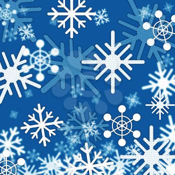Blue Snowflakes Background Showing Winter And Frozen
