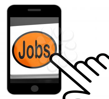 Jobs Button Displaying Hiring Recruitment Online Hire Job