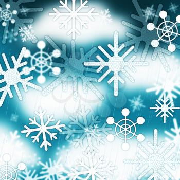 Blue Snowflakes Background Meaning Frozen Sky And Winter

