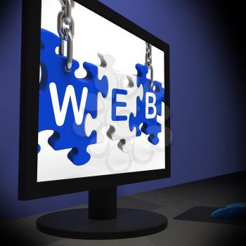 Web On Monitor Shows Online Searching Or Website Information
