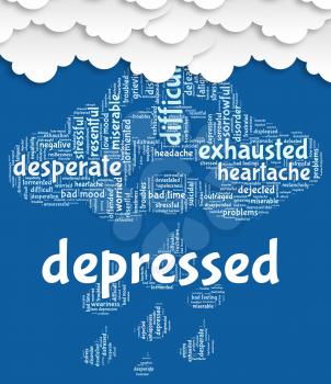 Depressed Word Indicating Sorrow Distraught And Sad