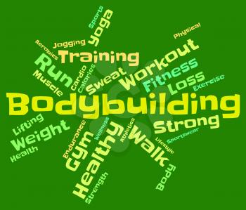 Bodybuilding Word Indicating Fitness Center And Dumbell 