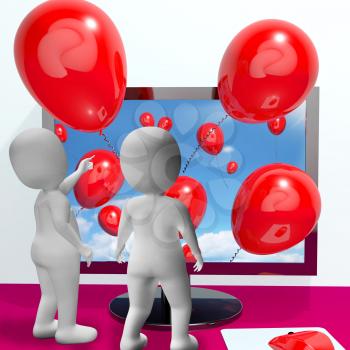 Balloons Coming From Screen For Online Celebrations