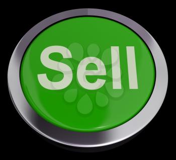 Sell Button Green Showing Sales And Business
