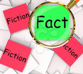 Fact Fiction Post-It Papers Showing Factual Or Untrue