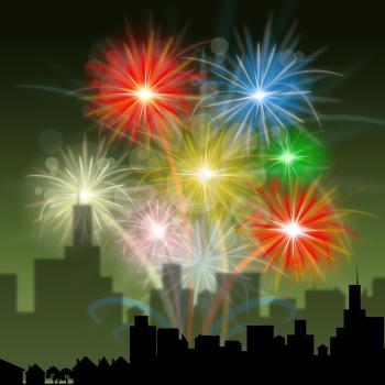 City Fireworks Meaning Explosion Background And Celebrate