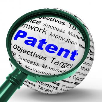 Patent Magnifier Definition Showing Protected Invention Or Legal Discovery