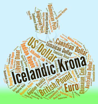 Icelandic Krona Representing Forex Trading And Wordcloud 