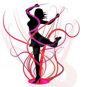 Aerobics Swirl Representing Young Woman And Female
