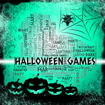 Halloween Games Representing Trick Or Treat And Play Time
