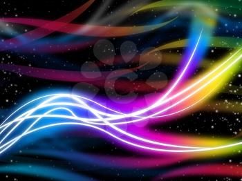 Flourescent Swirls Pattern Showing Glowing Colors And Stars
