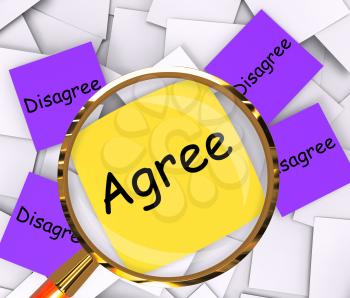 Agree Disagree Post-It Papers Meaning Opinion Agreement Or Disagreement