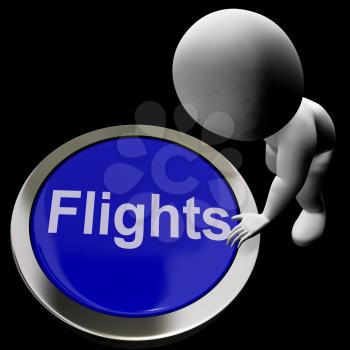 Flights Button For Overseas Vacations Or Holidays