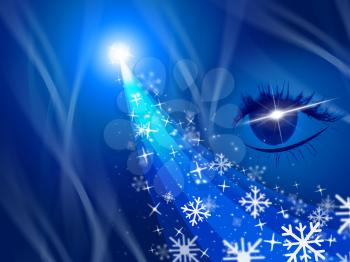 Blue Eye Showing Merry Christmas And Star