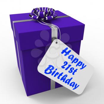 Happy 21st Birthday Gift Showing Celebrating Twenty-One Years