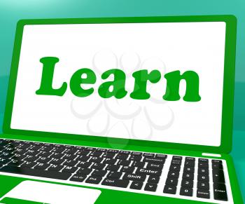 Learn Laptop Showing Web Learning Or Studying