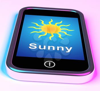 Mobile Smartphone Showing Sunny Weather Forecast