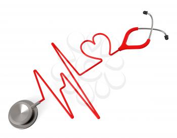 Heart Stethoscope Showing Valentine Day And Examination