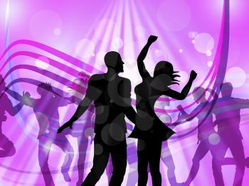 Dancing Party Showing Disco Music And Nightclub