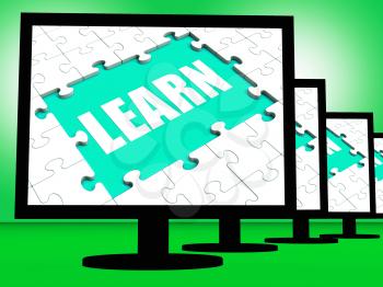 Learn Screen Showing Web Education Or Online Studying