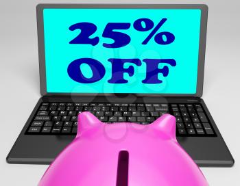 Twenty-Five Percent Off Laptop Meaning Online Shopping Save 25