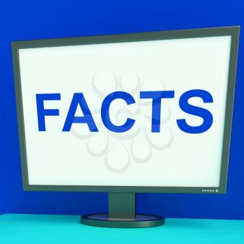 Facts Screen Showing True Information Wisdom And Knowledge