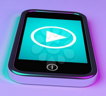 Video Play Sign On Mobile Smartphone For Playing Media