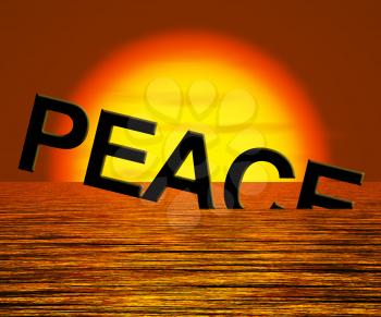 Peace Word Sinking Showing War And Conflicts