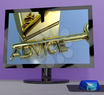 Advice Key On Computer Screen Shows Assistance