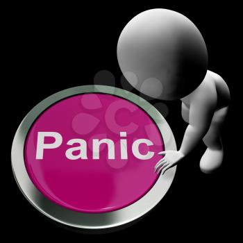 Panic Button Showing Alarm Distress And Crisis