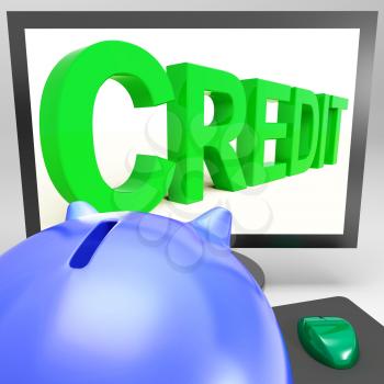 Credit On Monitor Showing Money Loan Or Borrowing Money
