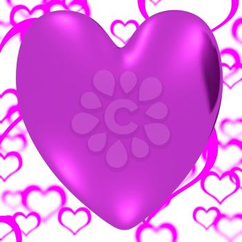 Mauve Heart On A Herats Background Shows Love Romance And Valentines Day