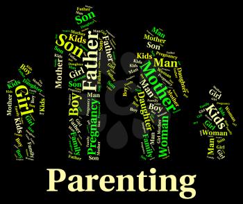 Parenting Words Representing Mother And Baby And Mother And Child