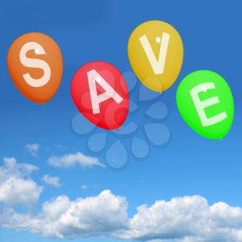Save Word On Balloons As Symbol For Discount Or Promotions
