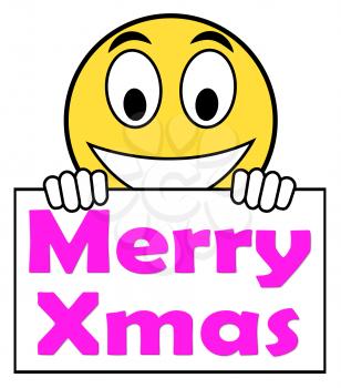 Merry Xmas On Sign Meaning Happy Christmas