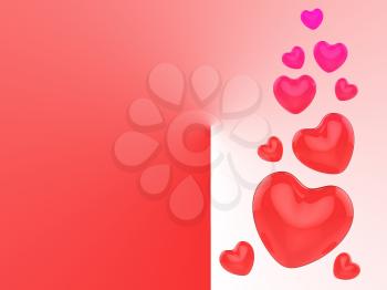 Hearts On Background Showing Affection And Attraction