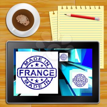 Made In France On Cubes Showing French Factories And Products Tablet