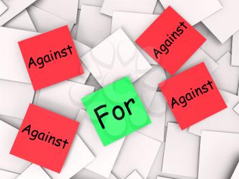 For Against Post-It Notes Meaning In Favor Or Opposed