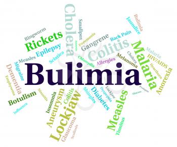 Bulimia Illness Showing Binge Vomit Syndrome And Compulsive Eating