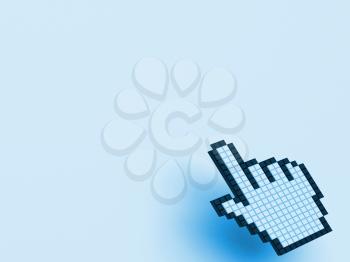 Cursor Hand On Blue Background Showing Blank Copy Space Website