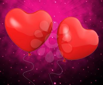 Heart Balloons Show Mutual Attraction Love And Affection