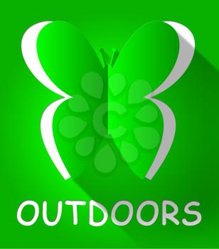 Outdoors Butterfly Cutout Shows Outside Countryside 3d Illustration
