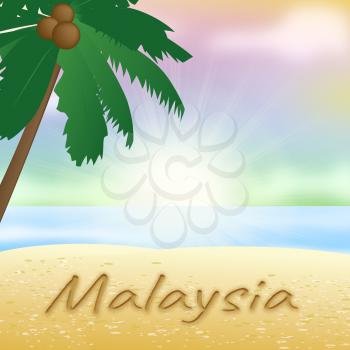 Malaysia Beach With Palm Tree Showing Vacation Asia 3d Illustration