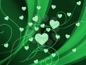 Green Hearts Background Showing Romantic And Passionate Wallpaper